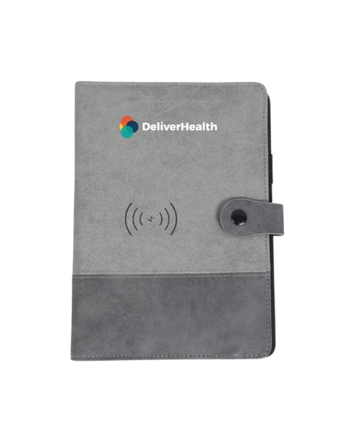 Fuzo Nimble 8000 mAh Power Bank Notebook with 15W Wireless Charger- Grey